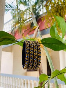 Set of 4 Blue &amp; Gold Bangles
