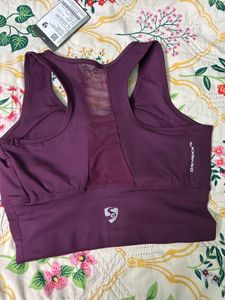 New Purple Padded Sports Bra with Mesh Back