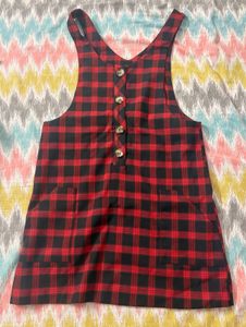 Red Plaid Pinafore Dress