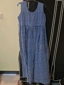 Blue Printed Ethnic Gown