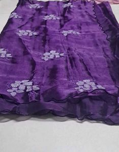 Beautiful Purple Saree with Embellishments