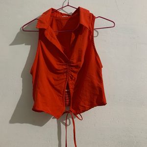 Bershka Chic Ruched Front Sleeveless Top