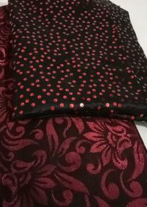 Elegant Red &amp; Black Floral Design Saree