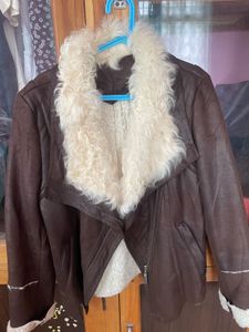 Brown Faux Leather Shearling Jacket