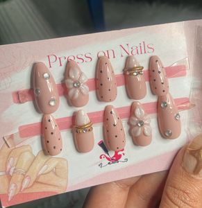 Press On Nails - Pink Polka Dot &amp; Flower