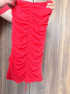 Red Ruched Bodycon Dress/top
