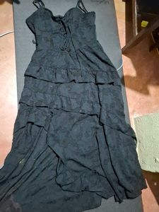 Black Lace Tiered Maxi Dress