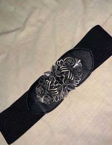 Branded Black Embellished Belt