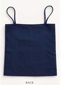 Navy Ribbed Spaghetti Strap Top with padding