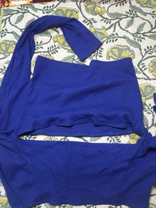 Blue Ribbed Crop Top