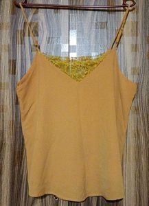 Mustard Yellow Lace Trim Camisole
