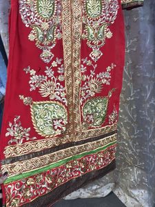 Festive wear red Pakistani suit with chudidar pant