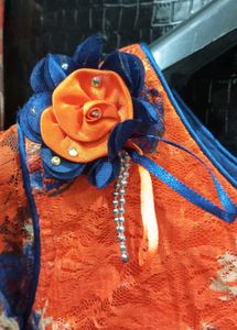 Orange Floral Lace Ethnic Gown