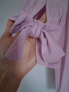 Pink Blouse with Bow Sleeves
