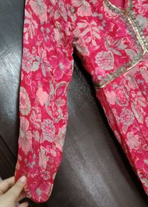 Vibrant Pink Floral Kurta Set