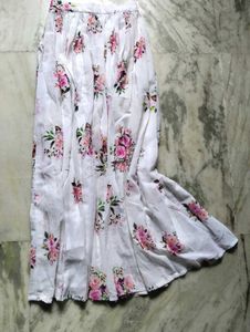 White Floral Chiffon Maxi Skirt