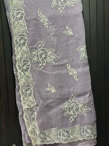 Elegant Lavender Embroidered Saree