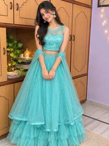 Stunning Teal Blue Lehenga Set