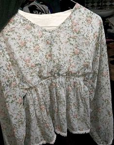 Chic Floral Print Sheer Blouse