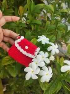 Red Crochet Coin Purse Keychain