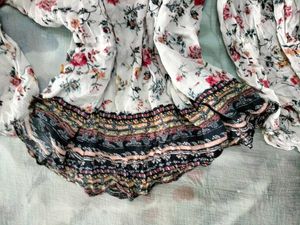 Boho Floral Cold Shoulder Blouse