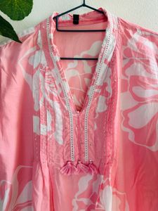 Cherry blossom pink Floral Printed suit pant set
