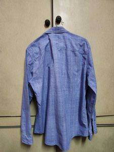 Men's Blue Plaid Dress Shirt