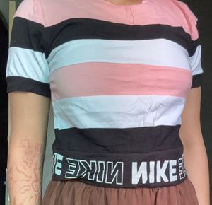 Nike Striped Crop T-Shirt