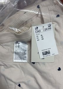 h&amp;m Cream Heart Print Pajama Set