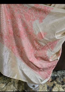 Elegant Golden Saree with Pink Embroidery