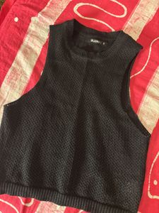 Black Knit Sleeveless Top