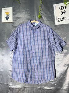Men's Blue Plaid Short Sleeve Shirt