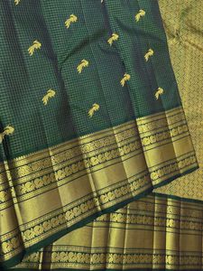 Elegant Green &amp; Gold Silk Saree