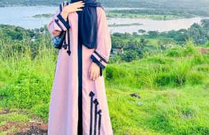 Elegant Abaya with Black Embellishments