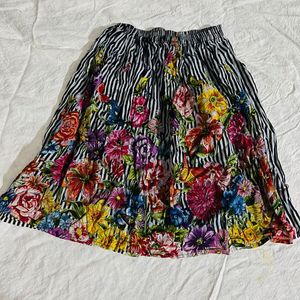 Boho Floral & Stripe Mini Skirt