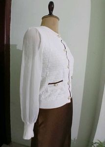 Elegant White Knit Cardigan