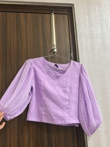 Lavender Puff Sleeve Top ( SIZE - XS )