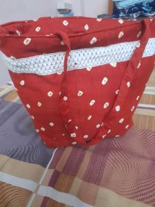 Red Cotton Tote Bag
