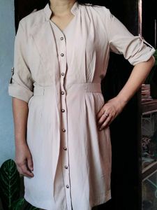 Knee Length Nude Classy Dress