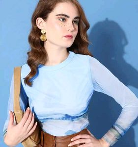 Unique Landscape Print Crop Top