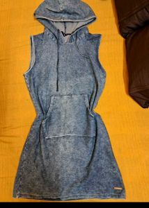 Y2k Denim Hooded Mini Dress