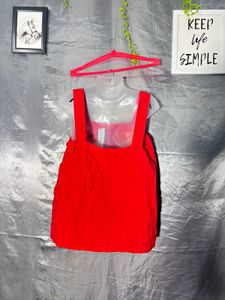 Bright Red Square Neck Tank Top