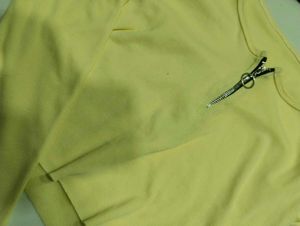 lemon yellow Ribbed Zip Neck Top