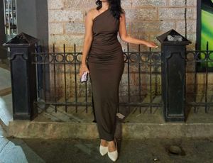 Elegant One-Shoulder Ruched Maxi Dress