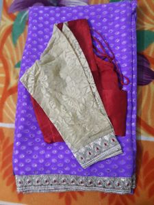Elegant Purple Saree with Border