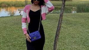 Pink &amp; White Knit Cardigan Set