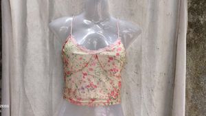 23V. Sheer floral Y2K top