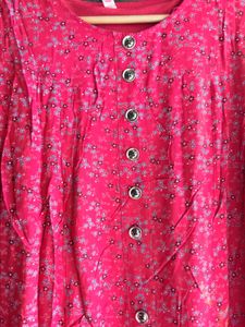 Vibrant red Floral Kurta