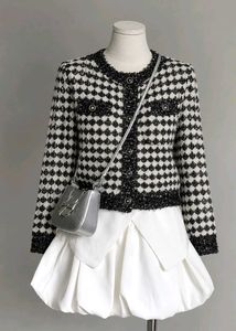 Chic Black & White Tweed Jacket