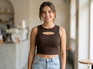 Stylish Cut-Out Ribbed Crop Top